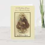Religious St. Francis Catholic Brother Birthday Card<br><div class="desc">Featuring a beautiful birthday card with a traditional Catholic religious image of St. Francis of Assisi adoring the Crucifix. All text and fonts can be modified for any special occasion or person.</div>