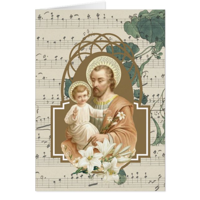 Religious St. Joseph Baby Jesus Music Vintage (Front)