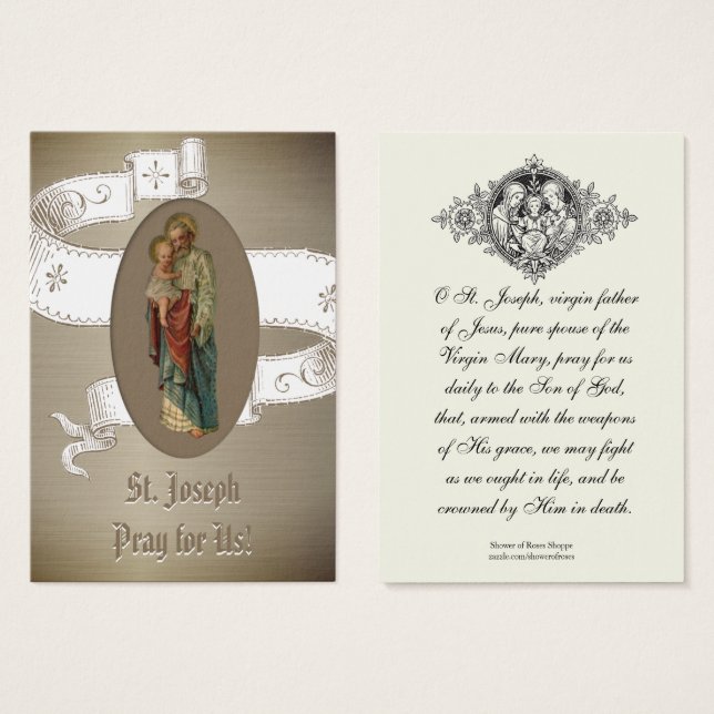 Religious St. Joseph Catholic Prayer Holy Card (Front & Back)