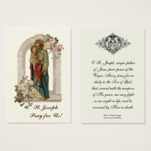 Religious St. Joseph Memorare Prayer Holy Card