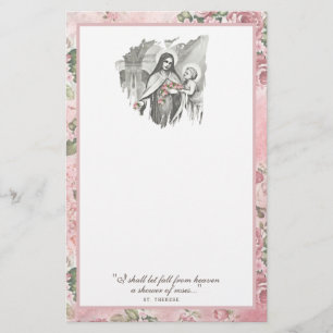 Religious St. Therese Catholic Roses Floral Card