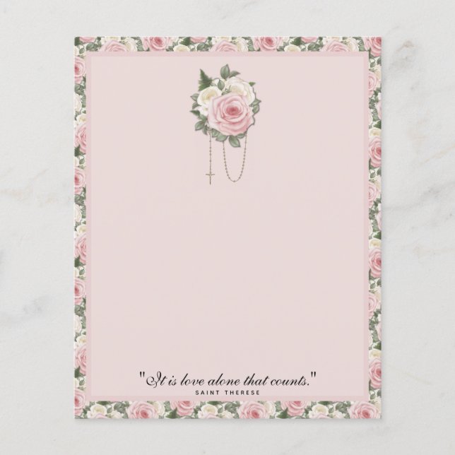 Religious St. Therese Quote Pink Roses Vintage (Front)