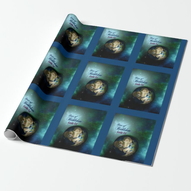 Religious Star of Bethlehem Wrapping Paper (Unrolled)