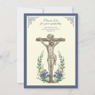 Religious Sympathy Condolence Jesus on Cross Thank You Card