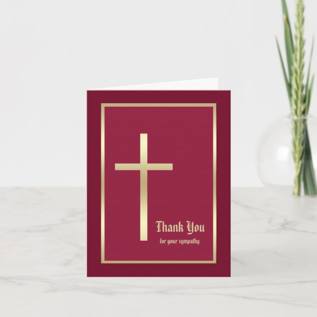 Religious Sympathy Thank You Note Card, Burgandy (Front)