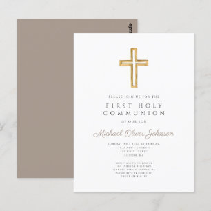 Religious Taupe Beige Boy First Communion  Postcard