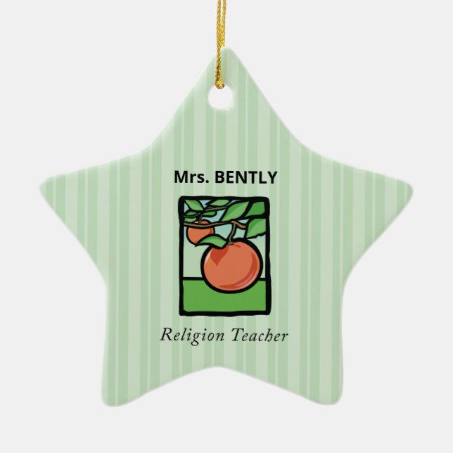 Religious Teacher Thank You, Apple Ceramic Ornament (Front)