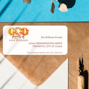 Religious Thanksgiving Dinner Faith Bible Quote Label