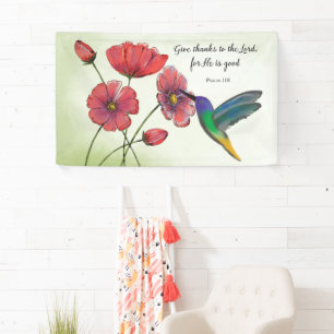 Religious Thinking of You Flowers with Hummingbird Banner