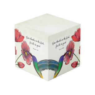 Religious Thinking of You Flowers with Hummingbird Cube