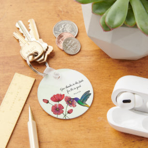 Religious Thinking of You Flowers with Hummingbird Keychain