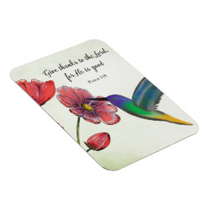 Religious Thinking of You Flowers with Hummingbird Magnet