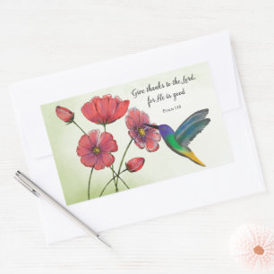 Religious Thinking of You Flowers with Hummingbird Sticker