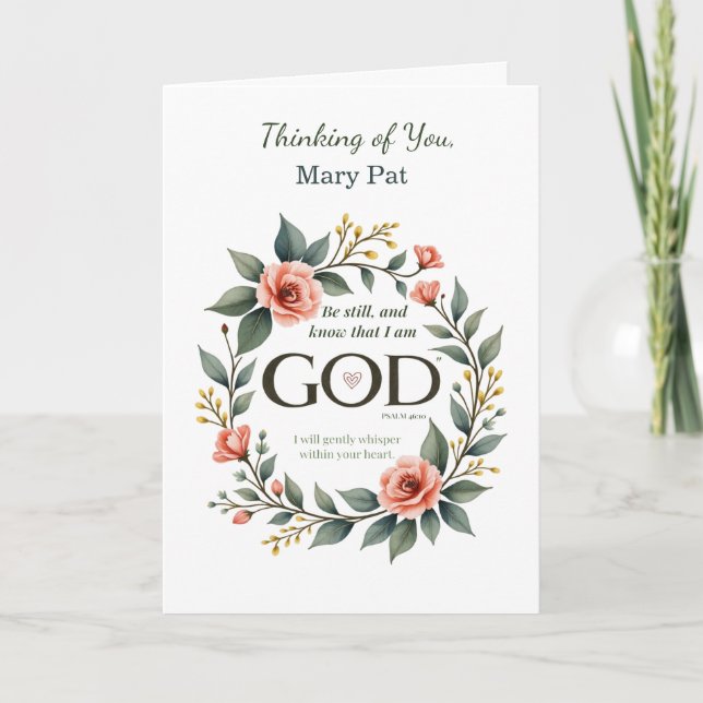 Religious Thinking of You Scripture Floral Wreath Card (Front)