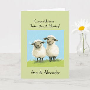 Religious Twin Baby Shower Congratulations, Twins Card