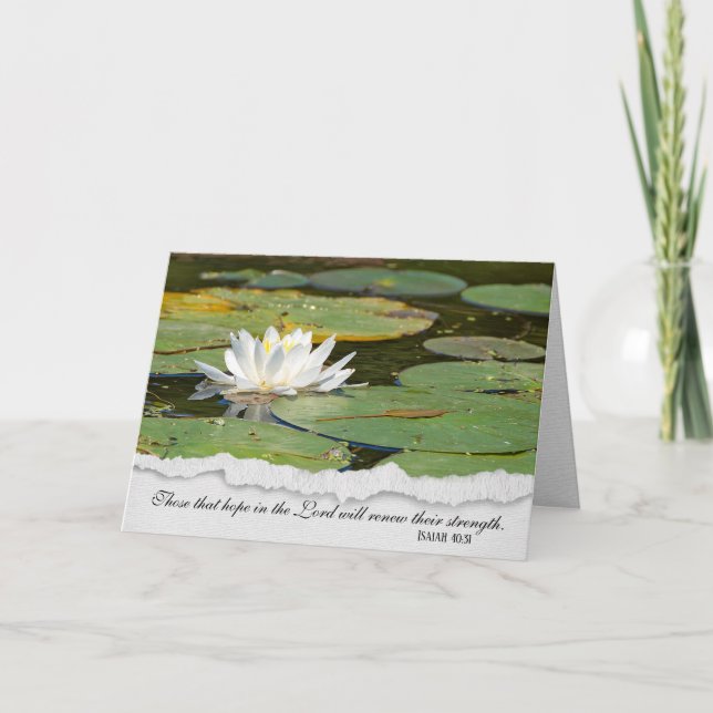 religious verse white water lily card (Front)