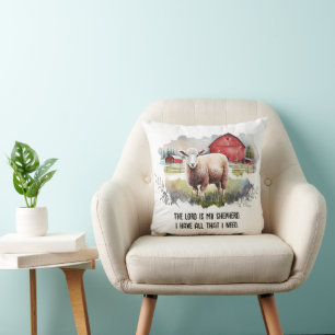 Religious Verse With Sheep Throw Pillow