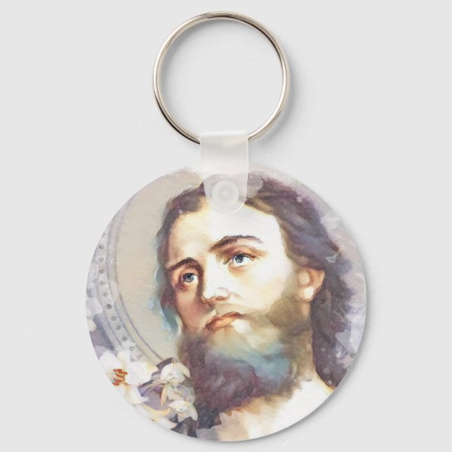 Religious Vintage Catholic Saint Joseph  Keychain (Front)