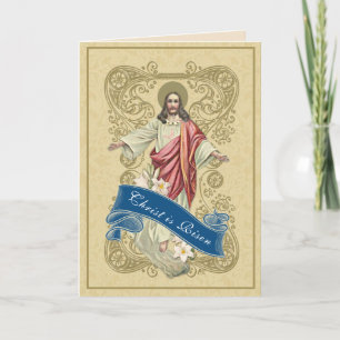 Religious Vintage Easter Resurrection Floral Lace Holiday Card