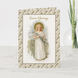 Religious Vintage Happy  Easter Virgin Mary Pascha Card