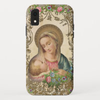 Religious Virgin Mary Baby Jesus Vintage Floral