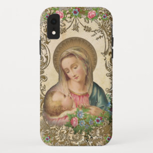Religious Virgin Mary Baby Jesus Vintage Floral Case-Mate iPhone Case