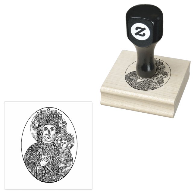 Religious Virgin Mary Black Madonna Jesus Rubber Stamp (Stamped)