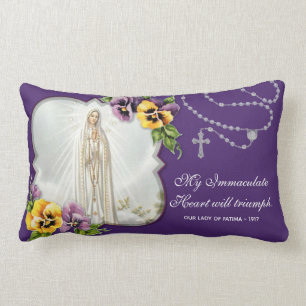 Religious Virgin Mary Fatima Rosary Catholic Lumbar Pillow