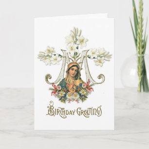 Religious Virgin Mary Floral Catholic Vintage Card