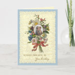 Religious Virgin Mary Flowers Catholic Birthday    Holiday Card<br><div class="desc">This is a beautiful vintage of the Marian Cross of the Blessed Virgin Mary,  the holy rosary and a vintage floral bouquet overlaid on a vintage lace. Perfect for birthday or any special occasion.  All text and fonts in the card may be modified.</div>