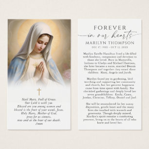 Religious Virgin Mary Funeral Sympathy Prayer Card
