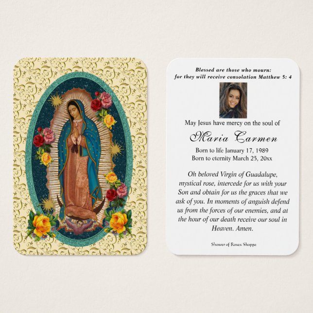 Religious Virgin Mary Guadalupe Mexico Funeral (Front & Back)