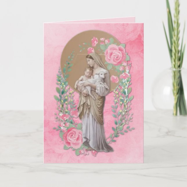 Religious Virgin Mary Jesus Catholic Vintage Card (Front)