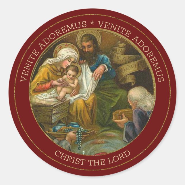 Religious Virgin Mary Jesus Joseph Wise Men Classic Round Sticker (Front)