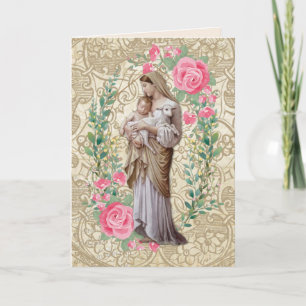 Religious Virgin Mary Jesus Lamb Chalice Bible Card