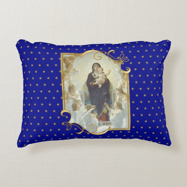 Religious Virgin Mary Lady of the Angels Accent Pillow (Front)