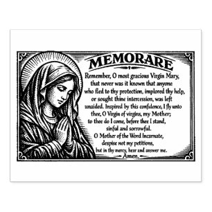 Religious Virgin Mary Memorare Catholic Prayer Rubber Stamp
