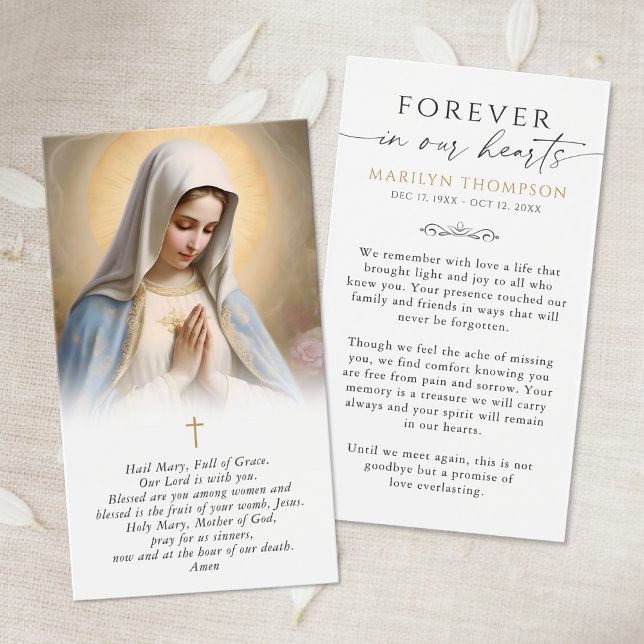 Religious Virgin Mary Photo Sympathy Prayer Card (Creator Uploaded)