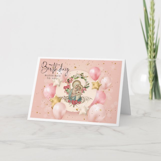 Religious Virgin Mary Rosary Baby Jesus Card (Front)