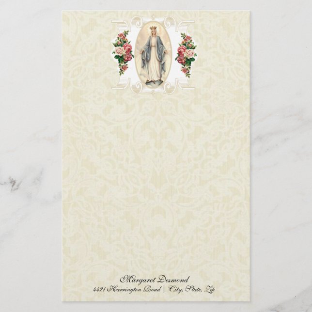 Religious Virgin Mary Vintage Catholic Roses (Front)