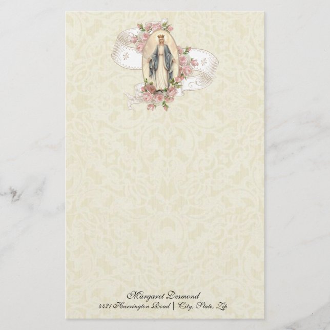 Religious Virgin Mary Vintage Catholic Roses (Front)