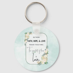 Religious Wedding Anniversary Faith Hope Love Keychain