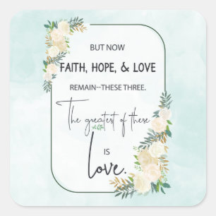 Religious Wedding Anniversary Faith Hope Love Square Sticker