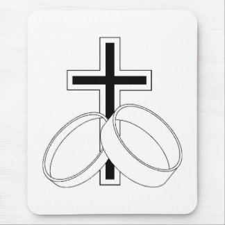 Religious Wedding Symbols Cross Wedding Rings Mouse Pad