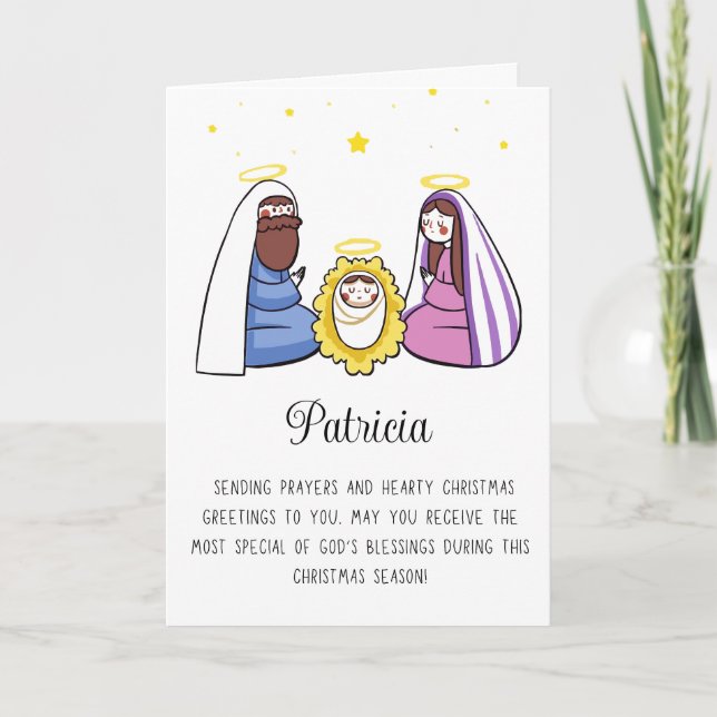 Religious With Name Merry Christmas Holiday Card (Front)
