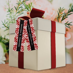 Religous Vintage Red Black Damask Wedding Tags