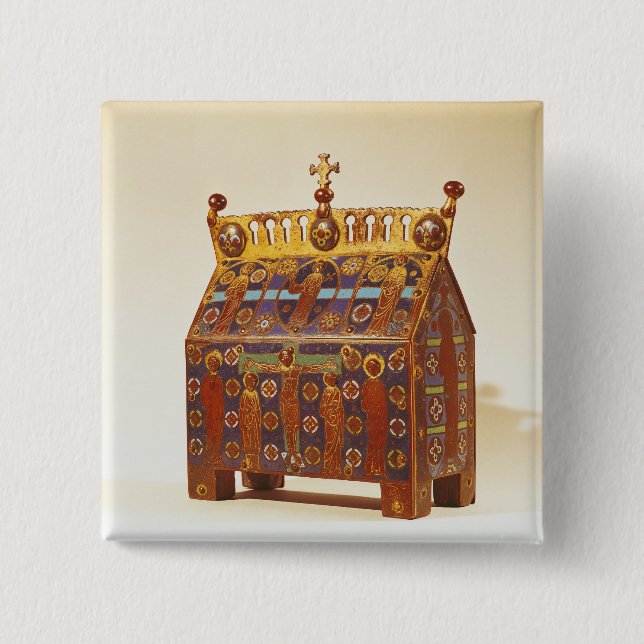 Reliquary chest, 12th-13th century 2 inch square button (Front)