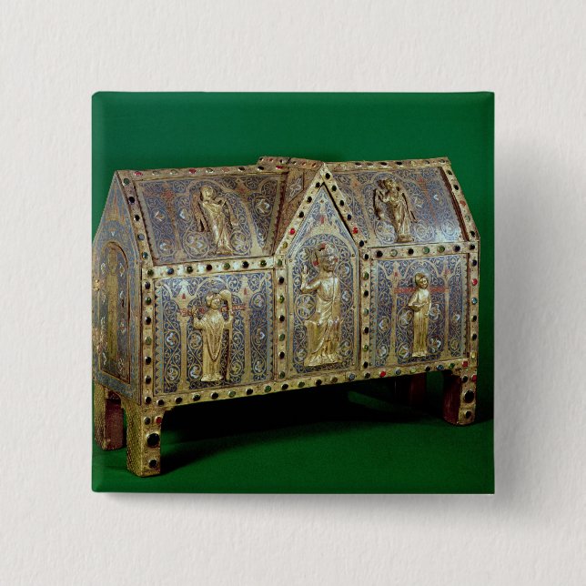 Reliquary chest of St. Calminius, Limoges 2 Inch Square Button (Front)