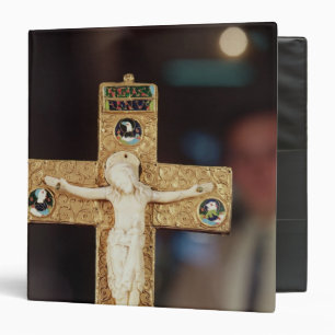 Reliquary crucifix, ivory Christ on gold cross Binder