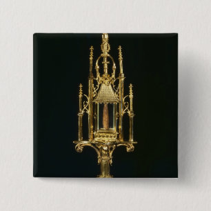 Reliquary Monstrance with piece of cross 2 Inch Square Button